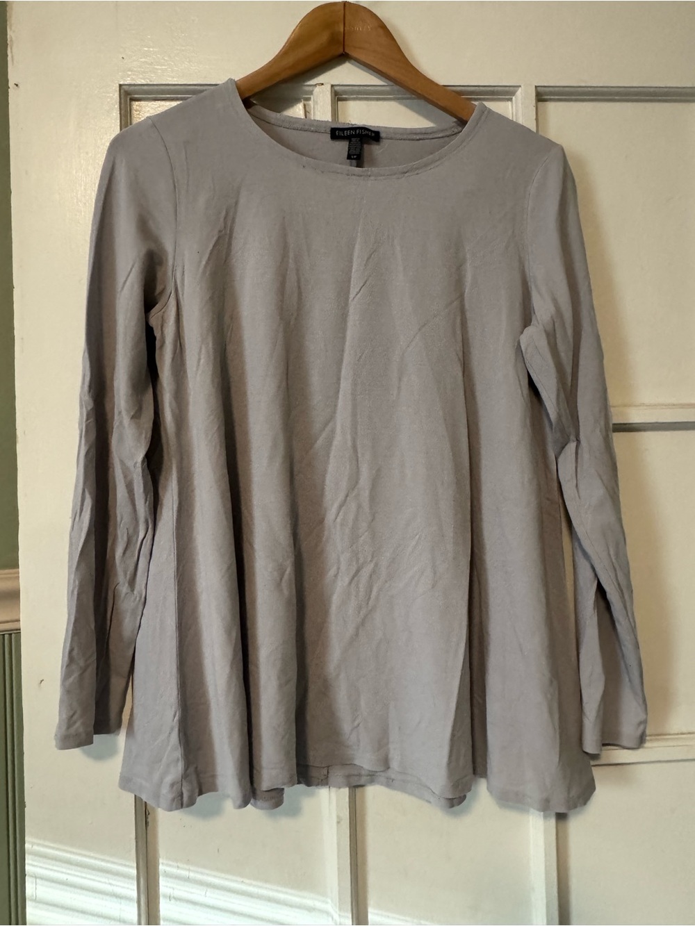 Eileen Fisher Soft Light Gray Long-Sleeve Swing Top